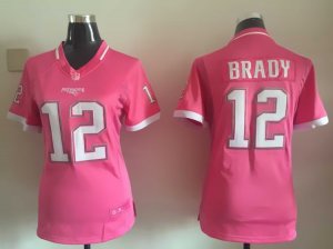 2015 women Nike New England Patriots #12 Tom Brady pink jerseys