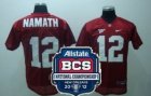 NCAA 2012 BCS National Championship PATCH COLLEGE Alabama Crimson Tide #12 Joe Namath red Jersey