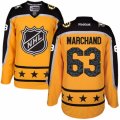 Mens Reebok Boston Bruins #63 Brad Marchand Authentic Yellow Atlantic Division 2017 All-Star NHL Jersey