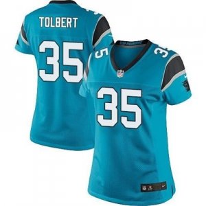 Women Nike Carolina Panthers #35 Mike Tolbert Black Team Color Stitched blue Jersey