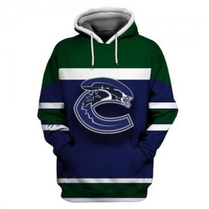 Canucks Blue All Stitched Hooded Sweatshirt