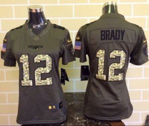 Women Nike New England Patriots #12 Tom Brady Green Salute to Service Jerseys