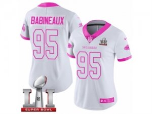 Womens Nike Atlanta Falcons #95 Jonathan Babineaux Limited White Pink Rush Fashion Super Bowl LI 51 NFL Jersey