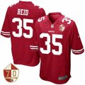 Men San Francisco 49ers #35 Eric Reid Scarlet 70th Anniversary Patch Game Jersey