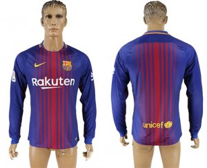 2017-18 Barcelona Home Long Sleeve Thailand Soccer Jersey