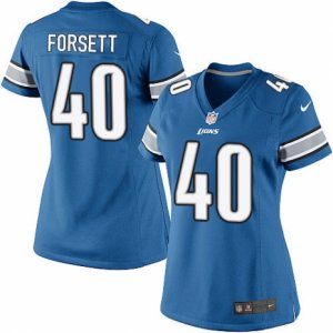 Women\'s Nike Detroit Lions #40 Justin Forsett Limited Light Blue Team Color NFL Jersey