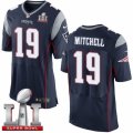 Mens Nike New England Patriots #19 Malcolm Mitchell Elite Navy Blue Team Color Super Bowl LI 51 NFL Jersey