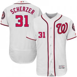 2016 Men Washington Nationals #31 Max Scherzer Majestic White Flexbase Authentic Collection Player Jersey