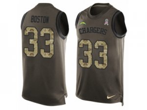 Mens Nike Los Angeles Chargers #33 Tre Boston Limited Green Salute to Service Tank Top NFL Jersey