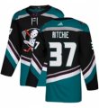 Mens Adidas Anaheim Ducks #37 Nick Ritchie Authentic Black Teal Third NHL Jersey