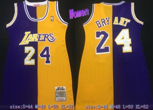 Lakers #24 Kobe Bryant Split Yellow Purple Women 2007-08 Hardwood Classics
