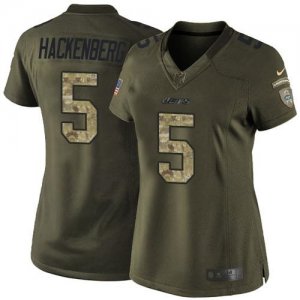 Womens Nike New York Jets #5 Christian Hackenberg Green Stitched NFL Limited Salute to Service Jersey