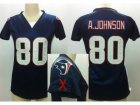 Nike Women Houston Texans #80 Andre Johnson Blue Womens Draft Him II Top Jerseys