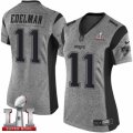 Womens Nike New England Patriots #11 Julian Edelman Limited Gray Gridiron Super Bowl LI 51 NFL Jersey