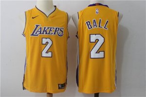 New Los Angeles Laker #2 Lonzo Ball Yellow Nike Jersey