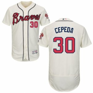 Men\'s Majestic Atlanta Braves #30 Orlando Cepeda Cream Flexbase Authentic Collection MLB Jersey