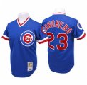 Mens Mitchell and Ness Chicago Cubs #23 Ryne Sandberg Replica Blue Throwback MLB Jersey