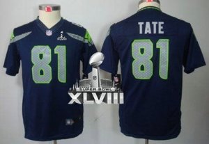 Nike Seattle Seahawks #81 Golden Tate Steel Blue Team Color Super Bowl XLVIII Youth NFL Jersey