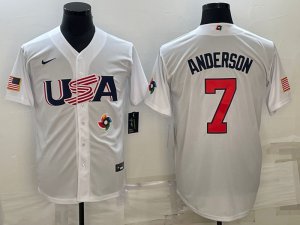 USA 7 Tim Anderson White Nike 2023 World Baseball Classic Jersey