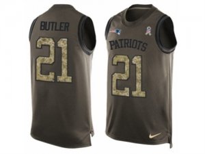 Mens Nike New England Patriots #21 Malcolm Butler Limited Green Salute to Service Tank Top NFL Jersey