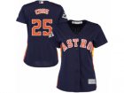 Women Majestic Houston Astros #25 Jose Cruz Jr. Replica Navy Blue Alternate 2017 World Series Bound Cool Base MLB Jersey