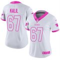 Womens Nike Carolina Panthers #67 Ryan Kalil White Pink Stitched NFL Limited Rush Fashion Jersey