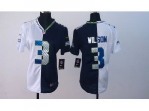 Nike Women Seattle Seahawks #3 Russell Wilson blue-white jerseys[Elite split]