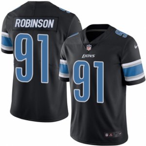 Mens Nike Detroit Lions #91 A\'Shawn Robinson Limited Black Rush NFL Jersey