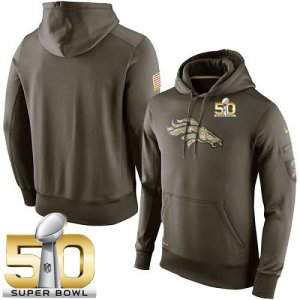 Nike Denver Broncos Super Bowl 50 Nike Olive Salute To Service KO Performance Hoodie