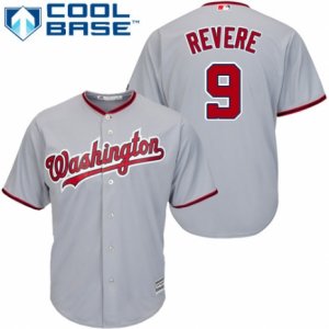 Mens Majestic Washington Nationals #9 Ben Revere Replica Grey Road Cool Base MLB Jersey