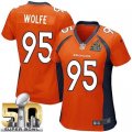 Women Nike Broncos #95 Derek Wolfe Orange Team Color Super Bowl 50 Stitched Jersey