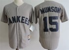 New York Yankees #15 Thurman Munson Gray Cooperstown Collection Jersey