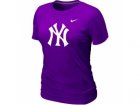 Women MLB New York Yankees Heathered Purple Nike Blended T-Shirt