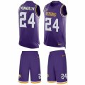 Mens Nike Minnesota Vikings #24 Captain Munnerlyn Limited Purple Tank Top Suit NFL Jersey