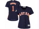 Women Majestic Houston Astros #1 Carlos Correa Replica Navy Blue Alternate 2017 World Series Bound Cool Base MLB Jersey