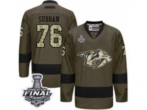 Mens Reebok Nashville Predators #76 P.K Subban Premier Green Salute to Service 2017 Stanley Cup Final NHL Jersey