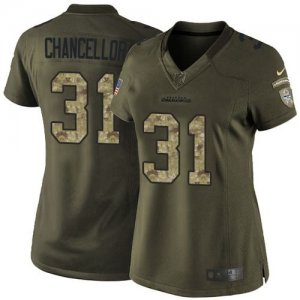 Women Nike Seattle Seahawks #31 Kam Chancellor Green Salute to Service Jerseys