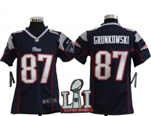 Nike Patriots #87 Rob Gronkowski Navy Youth 2017 Super Bowl LI Game Jersey