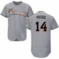 Mens Majestic Miami Marlins #14 Martin Prado Grey Flexbase Authentic Collection MLB Jersey