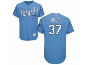 Mens Majestic Kansas City Royals #37 Brandon Moss Light Blue Flexbase Authentic Collection MLB Jersey