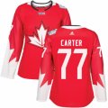 Women's Adidas Team Canada #77 Jeff Carter Authentic Red Away 2016 World Cup Hockey Jersey