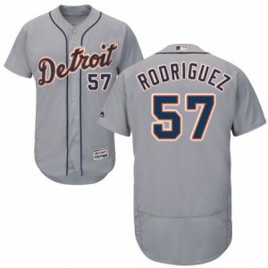 Men\'s Majestic Detroit Tigers #57 Francisco Rodriguez Grey Flexbase Authentic Collection MLB Jersey