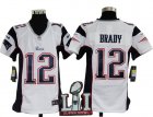 Nike Patriots #12 Tom Brady White Youth 2017 Super Bowl LI Game Jersey