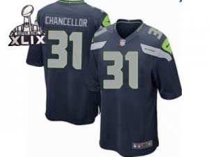 2015 Super Bowl XLIX Nike seattle seahawks #31 kam chancellor blue jerseys[game]