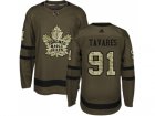 Men Adidas Toronto Maple Leafs #91 John Tavares Green Salute to Service Stitched NHL Jersey