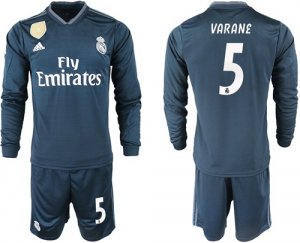 2018-19 Real Madrid 5 VARANE Away Long Sleeve Soccer Jersey