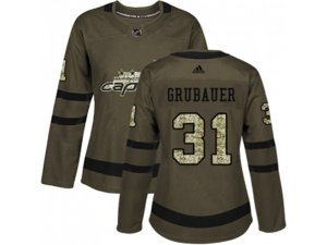 Women Adidas Washington Capitals #31 Philipp Grubauer Green Salute to Service Stitched NHL Jersey