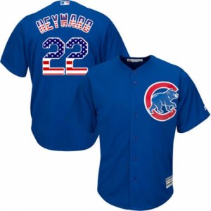 Men\'s Majestic Chicago Cubs #22 Jason Heyward Authentic Royal Blue USA Flag Fashion MLB Jersey