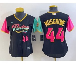 Women\'s San Diego Padres #44 Joe Musgrove Number Black 2022 City Connect Cool Base Stitched Jersey