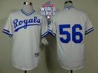 Kansas City Royals #56 Greg Holland White 1974 Turn Back The Clock Wã€€2015 World Series Patch Stitched MLB Jersey